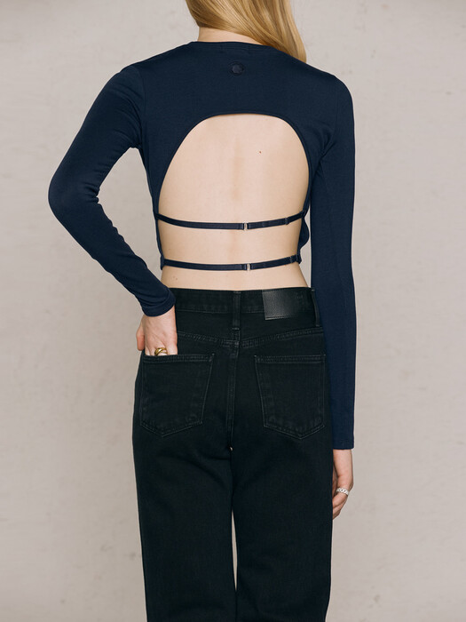 Back Double Strap Top_Navy