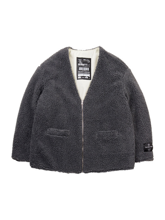 UNISEX Reversible Faux Fur Cardigan Coat (Grey)
