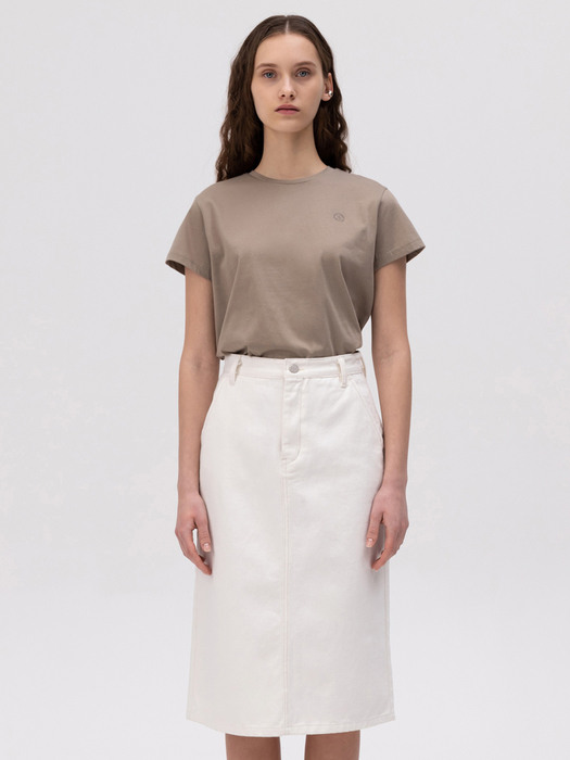 Stitch-line Denim Skirt_Off White
