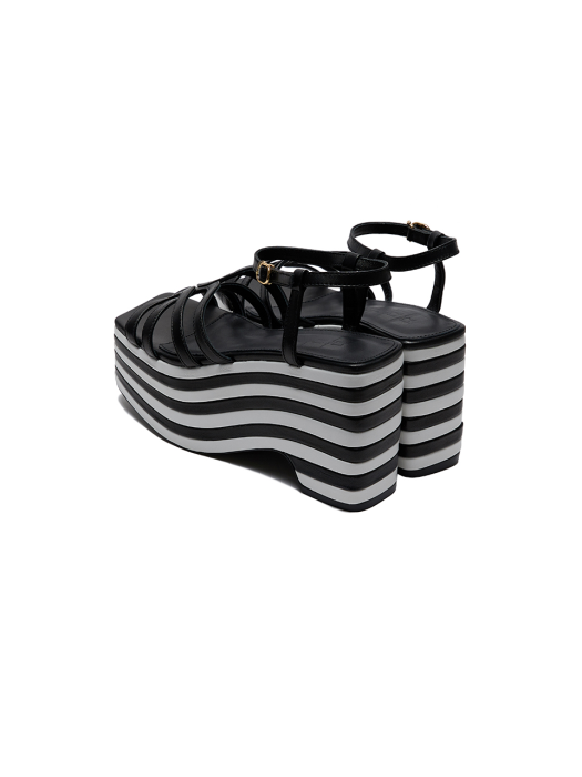 UMBRE Logo Strap Platform Sandals - Black