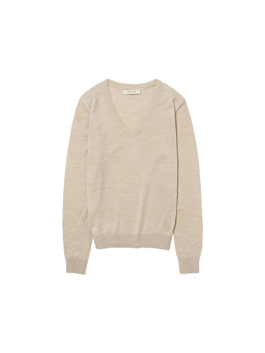 SI SKN 2027 v-neck AW knit_Light beige