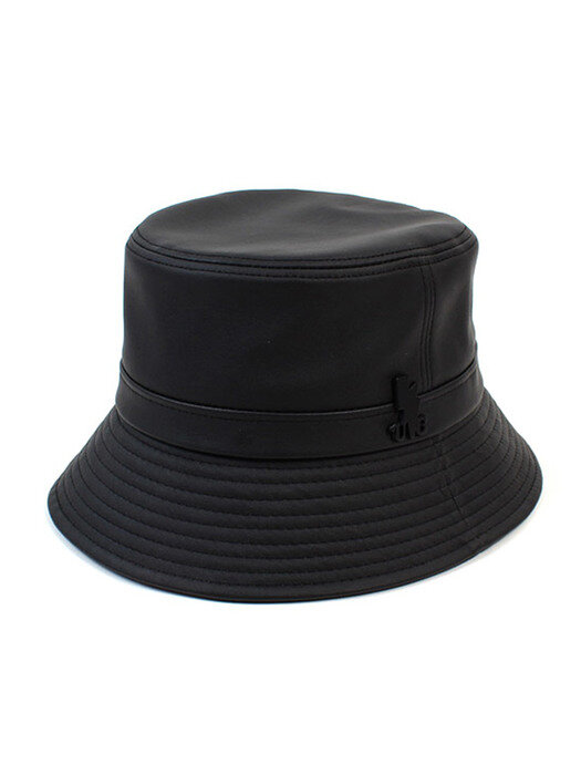 Side Thunder Black Leather Bucket Hat 버킷햇