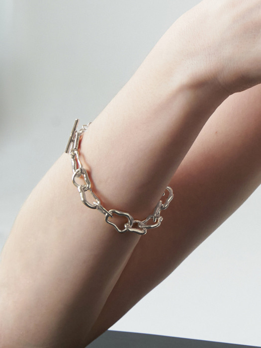 RS026 [Silver925] Organic side and line Bracelet