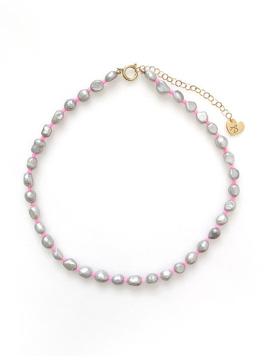 Grey Pink Pearl Necklace