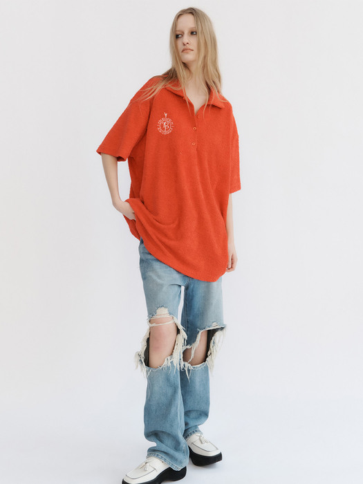 TERRY COLLARED T-SHIRT, RED
