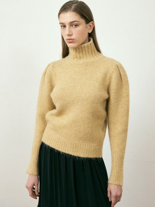 kidmohair puff pola knit (yellow)