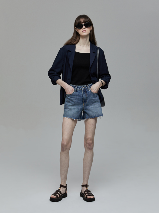 ESSENTIAL CUT-OFF DENIM SHORTS CLASSIC BLUE_UDPA2B221B3