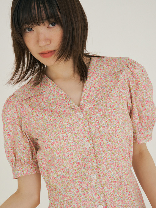 FJD FLOWER SQUARE COLLAR BUTTON OPS PINK