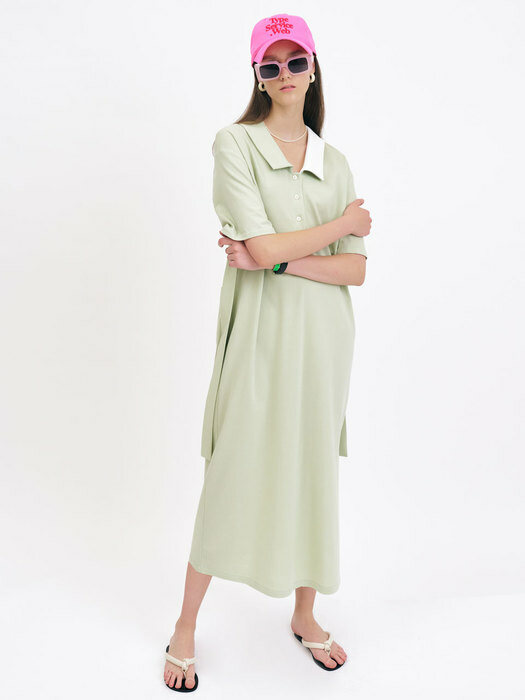 [단독] 22 Summer_Light Green Midi Polo Dress 