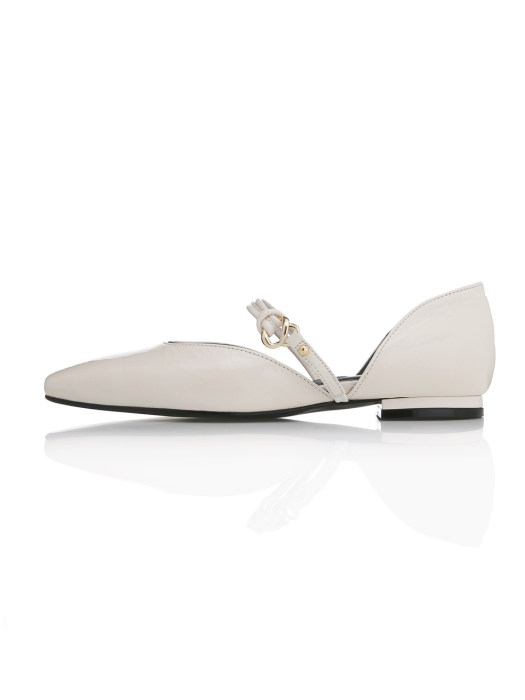 Square Toe Strap Flat -MD1094f Ivory