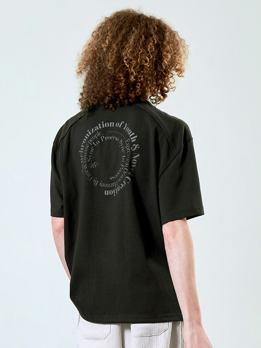 Circular Lettering T-Shirt Charcoal