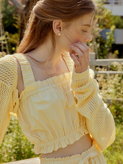 Lily shirring blouse (yellow)