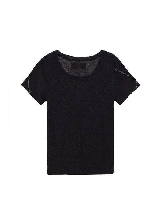 ROUGH STITCH HALF TOP IN BLACK