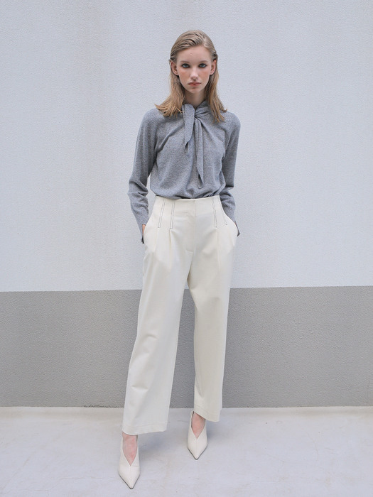 HIGH WAIST STITCH PANTS / BEIGE