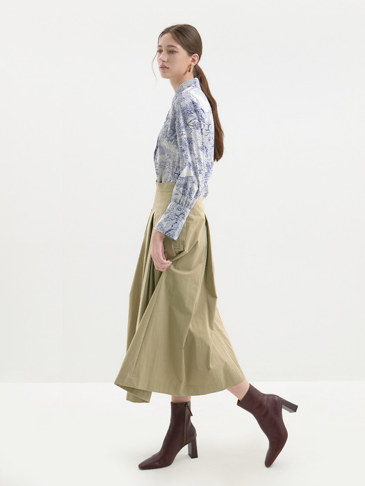 22FW POINTED COLLAR BLOUSE-BLUE PRINT