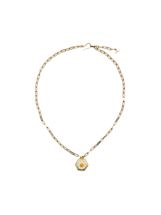 GOLD DAISY NECKLACE / BLM005-WHITE