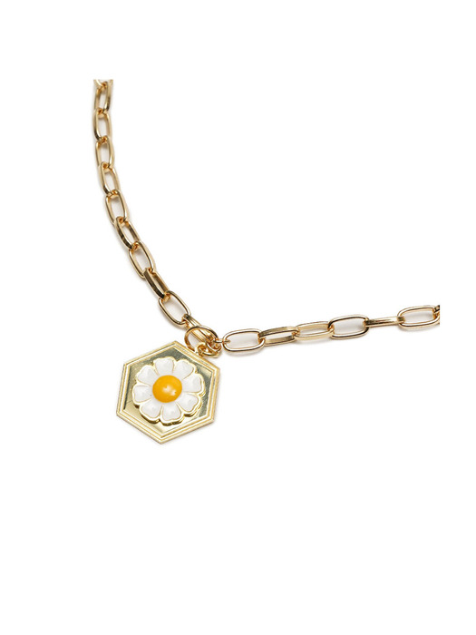 GOLD DAISY NECKLACE / BLM005-WHITE