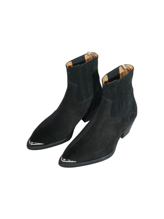 Molko 45 Cuban boot in Calfsuede Black