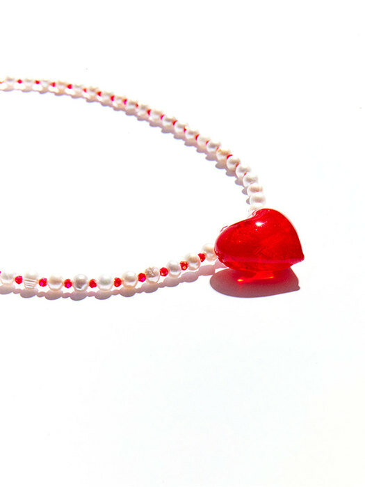 RED HEART BEADS PERAL NECKLACE #73