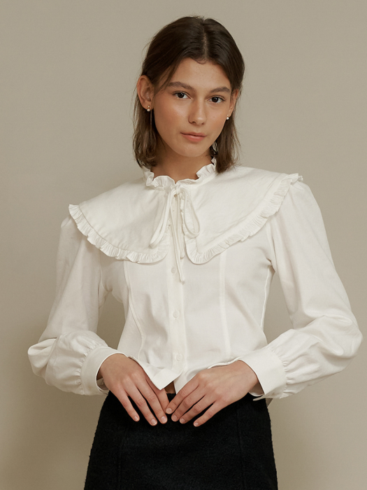 A DOUBLE COLLAR COTTON BLOUSE_IVORY