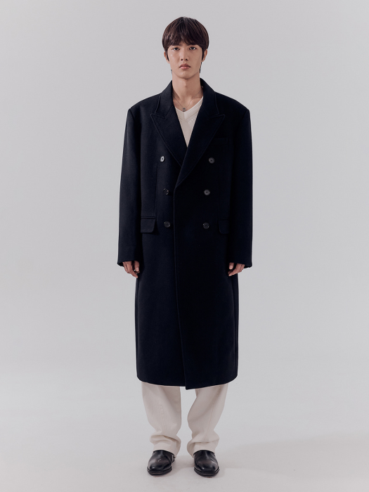 UNISEX TAILORED DOUBLE-BREASTED WOOL COAT BLACK_M_UDCO2D125BK