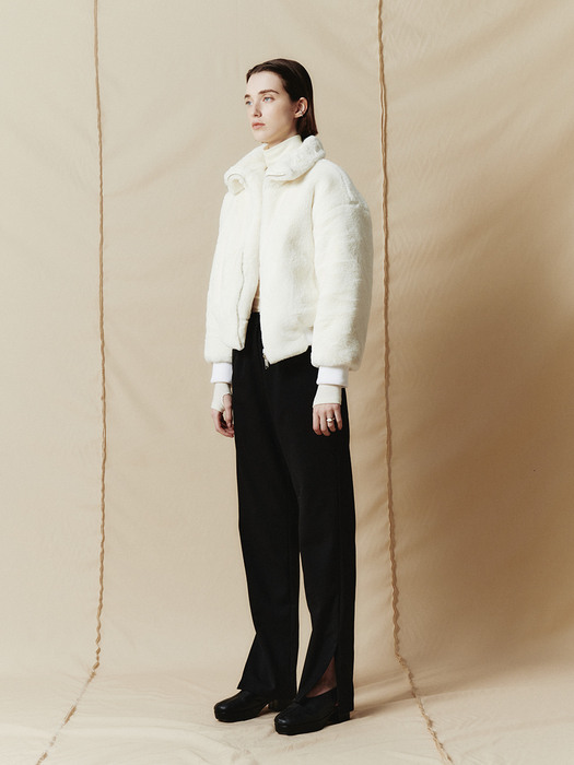 Classic Fur Zip-Up Jacket (White)