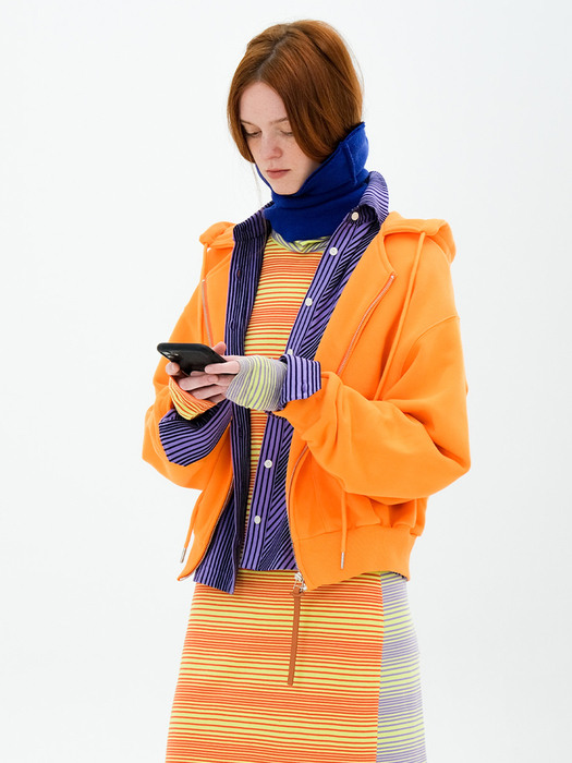 Orange zip winter hoodie with signature puller