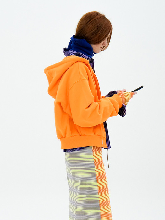 Orange zip winter hoodie with signature puller
