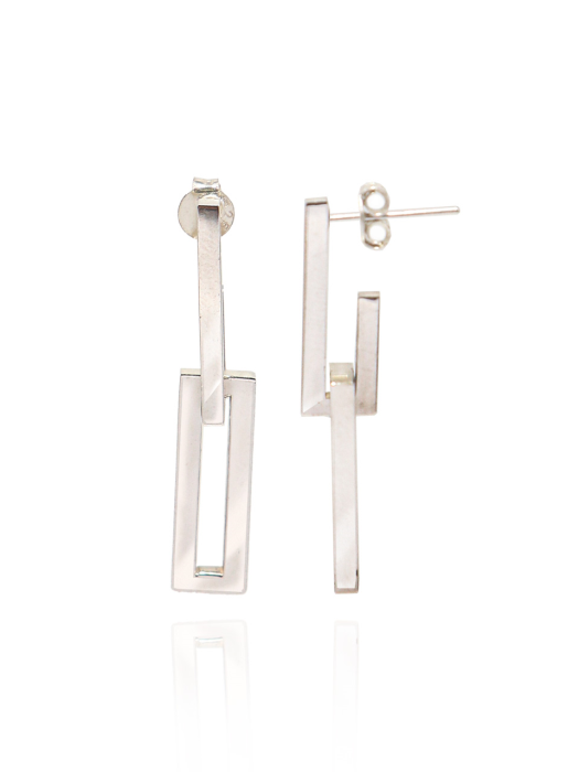 Bold Square Silver Earring Ie294 [Silver]