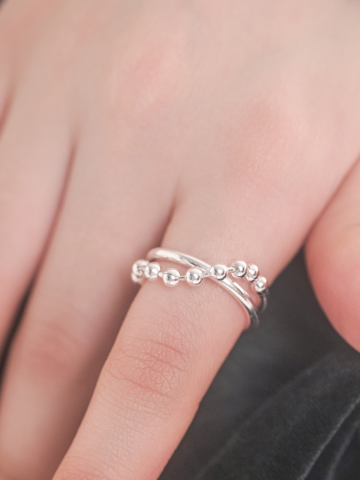 [SILVER] 2 LINE BALL CHAIN RING