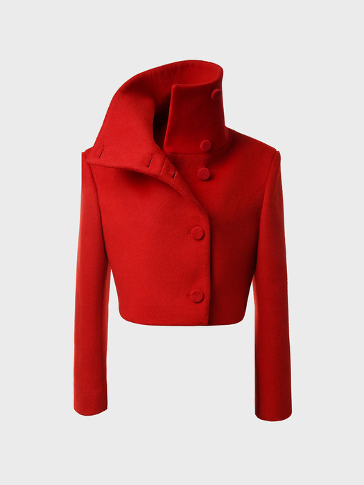 Funnel-Neck Cropped Wool-Blend Jacket[Red(WOMAN)]_UTH-FB42