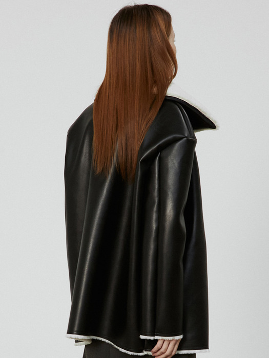 amr1514 fur leather jacket (black)