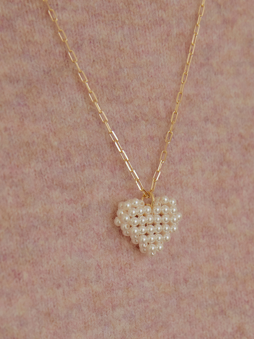 Full Heart Pearl Chain Necklace NZ2082