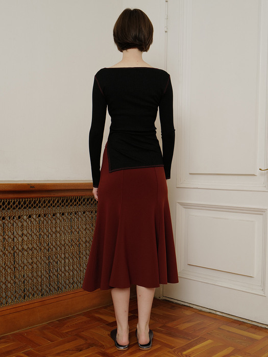 [리퍼브] Core Godet Long Skirt (Rust)