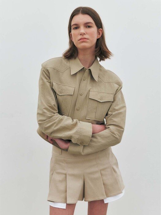 Military Linen Shirts, Khaki Beige