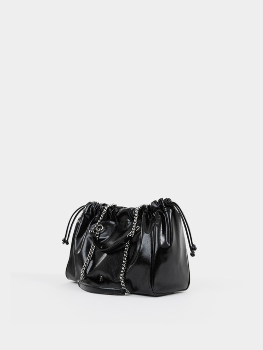 CH. SQUARE TRAWSTRING BAG, BLACK