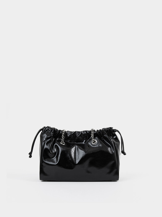 CH. SQUARE TRAWSTRING BAG, BLACK