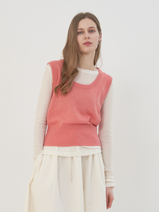 Mohair Knit Vest (Rose Pink)