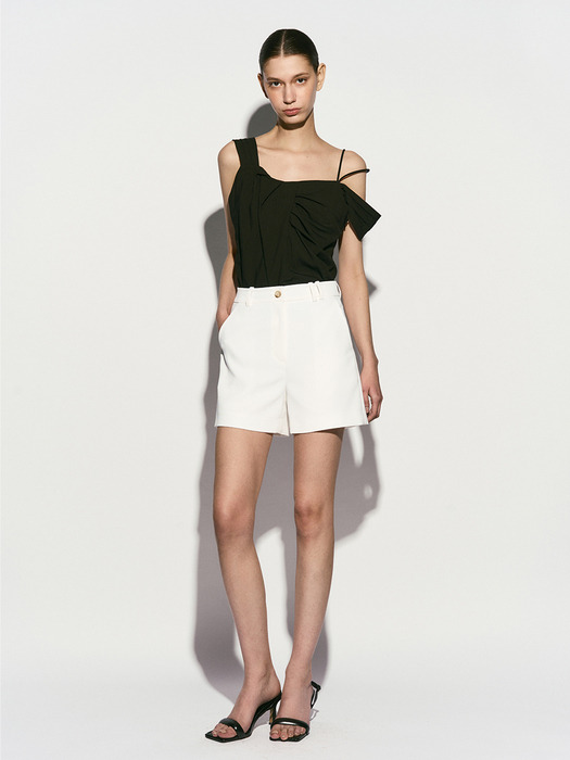 ASYMMETRIC SHOULDER BLOUSE BLACK
