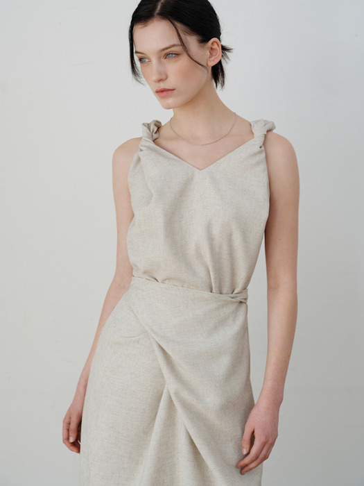 comos 900 draping twist sleeveless dress (2color)