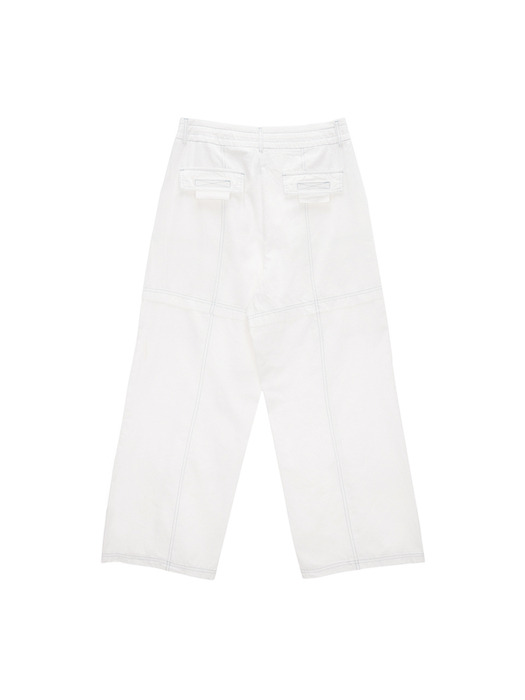 WASHED CARGO STITCH PANTS IN WHITE