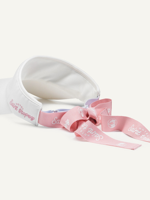 WHITE MICCA RIBBON SUNVISOR