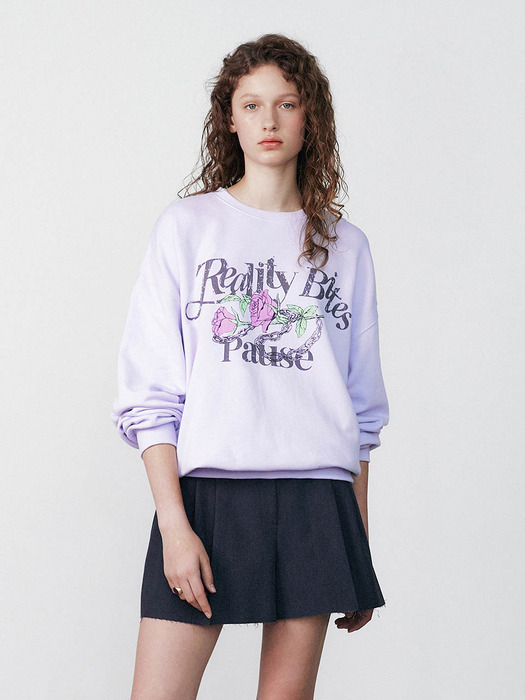 Rose-Chain Graphic Sweatshirt in Lavender VW3AE105-50