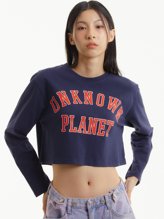 바시티 로고 크롭티 네이비 _VARSITY LOGO CROP TEE NAVY