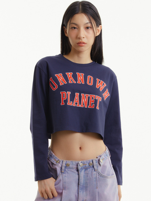 바시티 로고 크롭티 네이비 _VARSITY LOGO CROP TEE NAVY