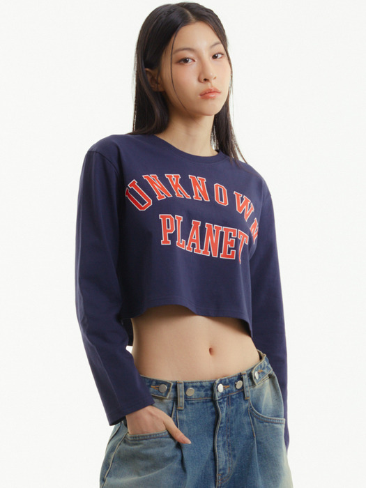 바시티 로고 크롭티 네이비 _VARSITY LOGO CROP TEE NAVY