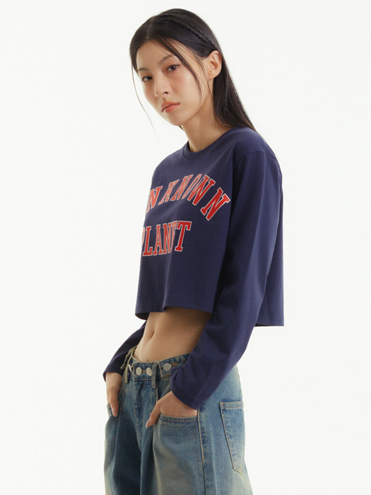 바시티 로고 크롭티 네이비 _VARSITY LOGO CROP TEE NAVY