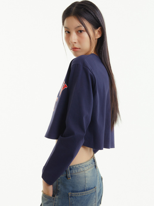 바시티 로고 크롭티 네이비 _VARSITY LOGO CROP TEE NAVY