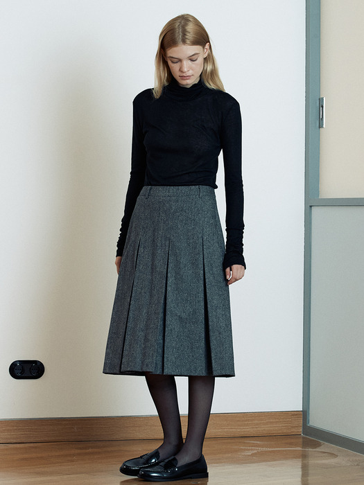 [Day-Wool] Wool Pleated Midi Skirt_2color