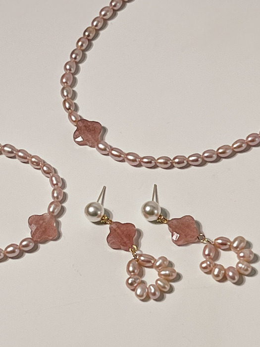 Pink Clover Necklace (Silver925)